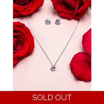 Sterling Silver White Zircon Rose Parure